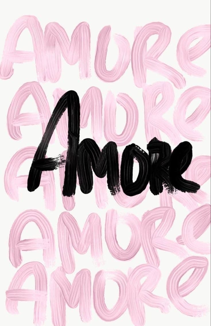 Amore Amore Pink Black Brush Lettering