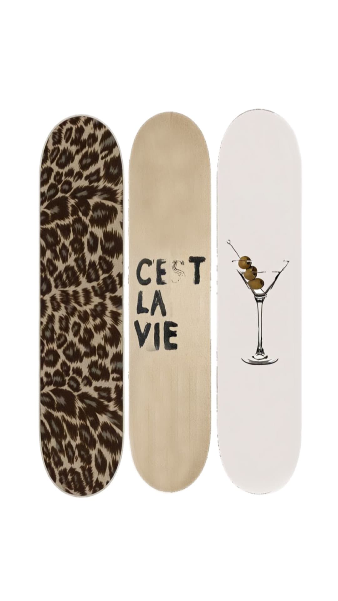 Cest La Vie Skate Decks Trio Leopard Martini